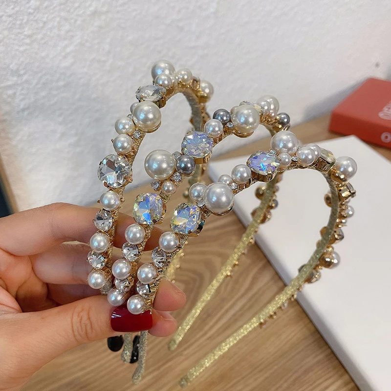 

Elegant Women Pearls Headbands Baroque Hairbands Lady Girls Hair Hoop Bezel for Hair Fashion Headwear Hair Accessories