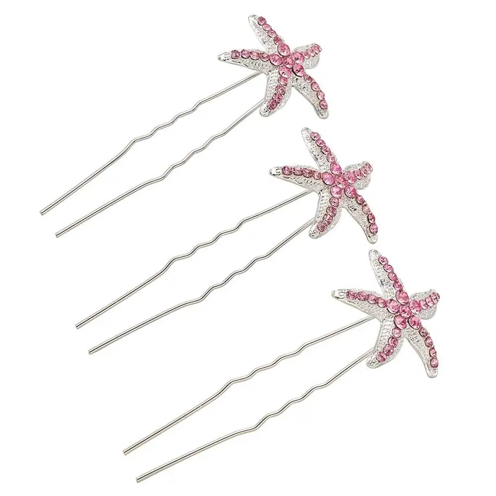 10 шт. морская звезда синяя железная простая палочка для волос стразы женщин