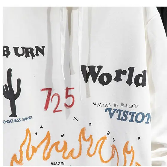 

Lazy wind sweater male hooded loose personality alphanumeric printing trend Joker fleece hoodie
