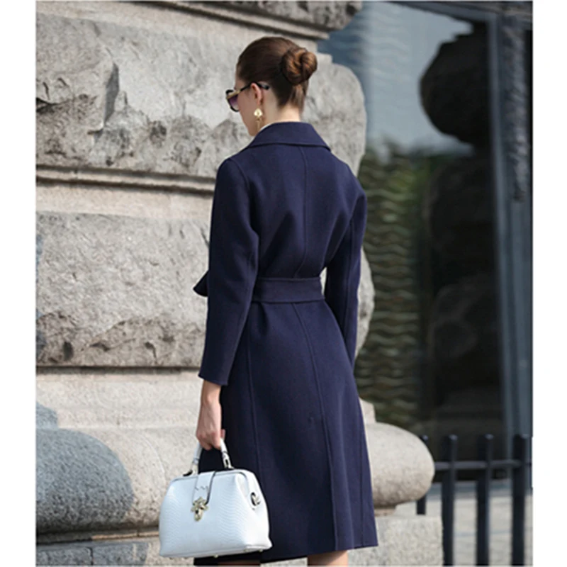 Женское твидовое пальто Wimter длинное приталенное из 100% шерсти с регулируемым