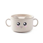 Миска для кормления младенцев, милая мультяшная бамбуковая посуда, детский пищевой контейнер, подложка с крышкой, портативная детская посуда для младенцев MBG0526