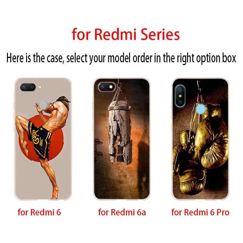 Грант Муай Тай бой Бокс мягкий чехол для Xiaomi Redmi Note 8 7 6 5 Pro 8a 6pro 6a s2 5a 4a 5plus y3 Coque Etui