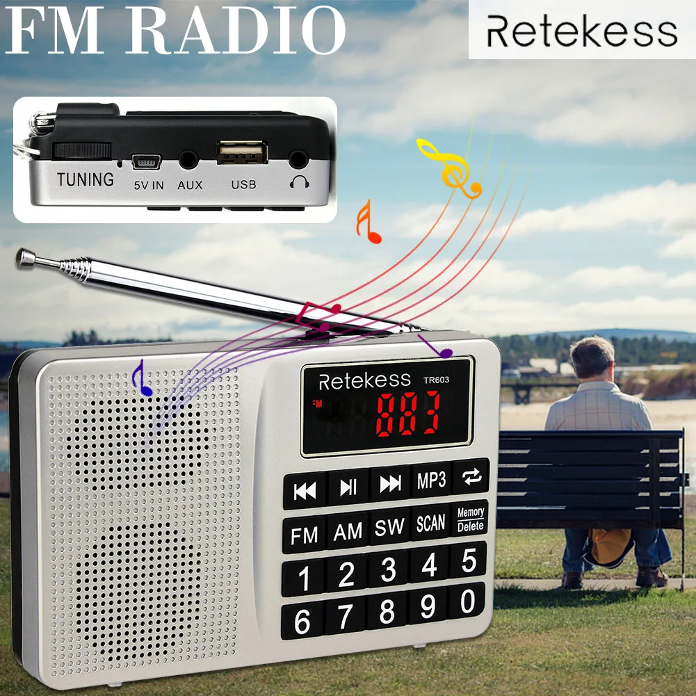 Цифровой транзистор Retekess TR603 AM FM-радио с поддержкой TF-карты | Электроника