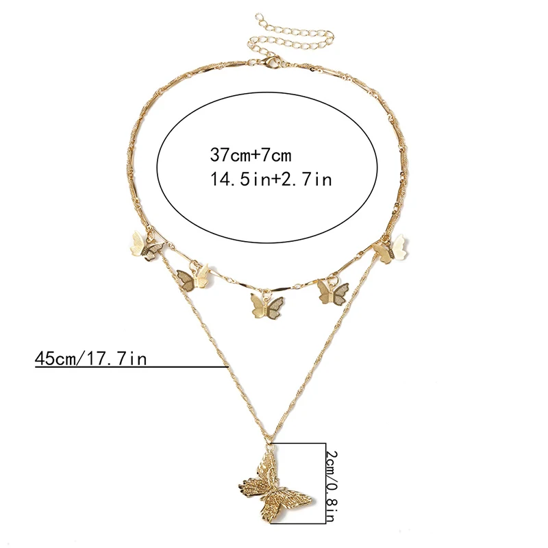 

Elegance Pretty Butterfly Pendant Neckalce For Women Charming Single Layer / Double Layer Chain Party Wedding Jewelry Gift Hot