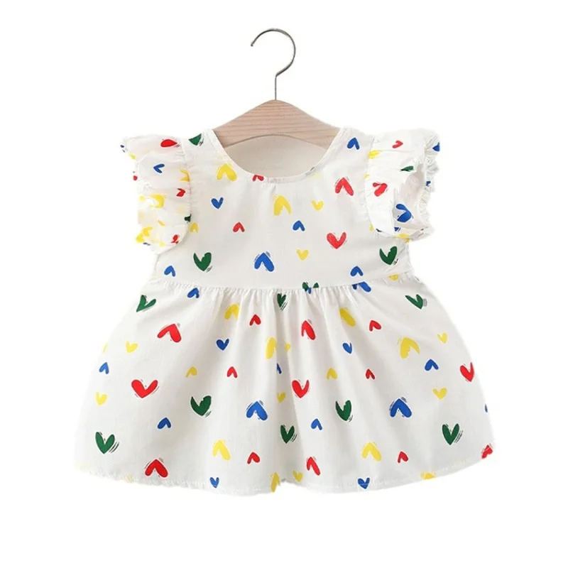 

Dress 2021 Love Pattern Skirt Print Summer Vest Dress Short Sleeve Dress dress for Girls Clothes Children's Dresses for 6 Years