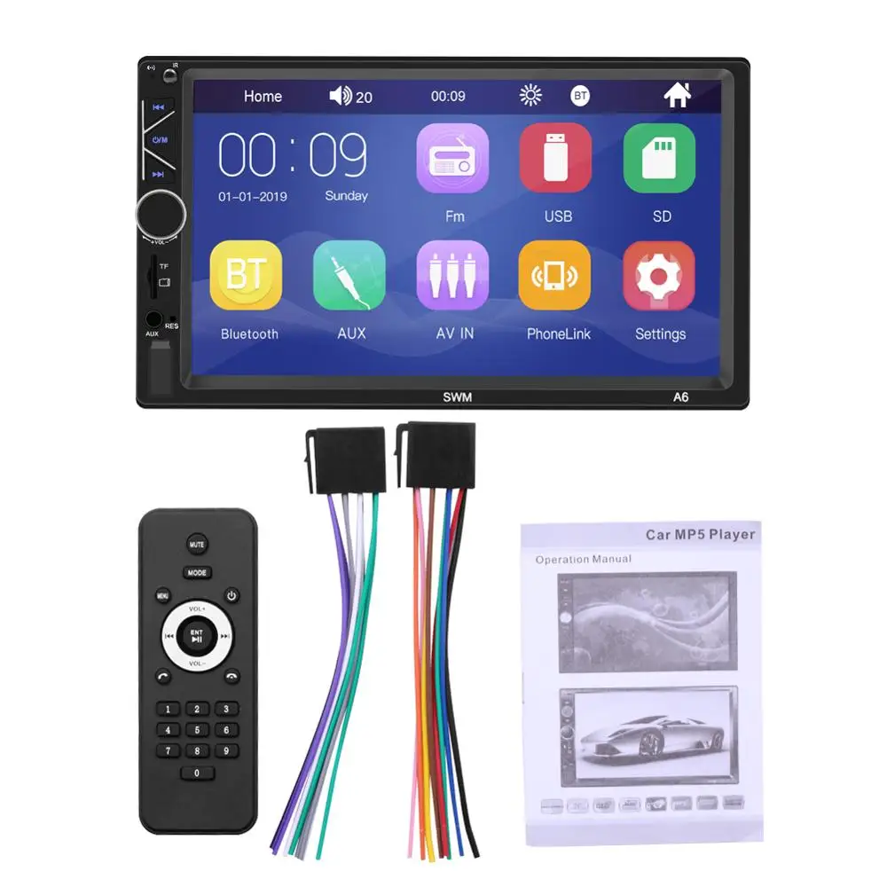 

New A6 7 inch 16G HD Bluetooth MP5 and MP4 player support card U disk mobile phone interconnection MP3 radio integrated host