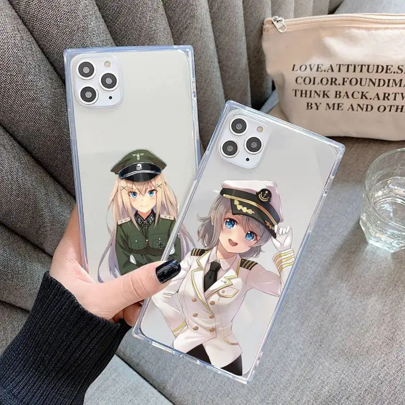 

Fashion anime police girl Phone Case For iPhone 7 8 11 12 X XS XR MINI Pro Max Plus Clear Square Transparent