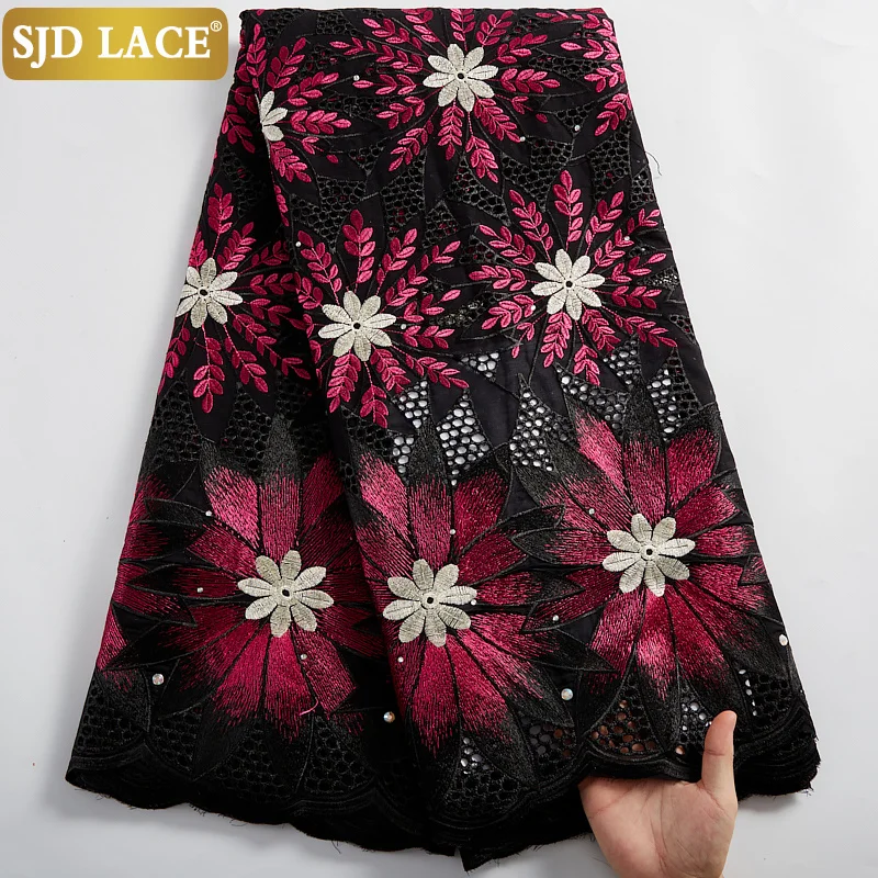Кружевная африканская кружевная ткань SJD с дырками хлопковая вышивка