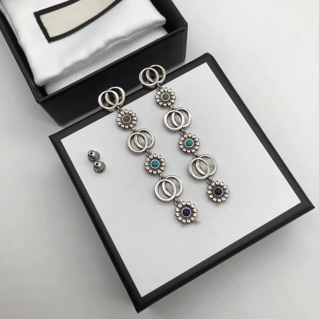 

Exquisite Women Fashion 925 Silver Daisy Long Earrings Original High Quality Brand Jewelry Exquisite Logo Holiday Couple Gift