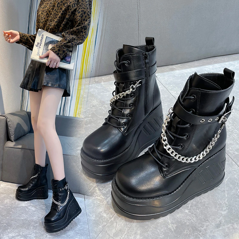 New autumn and winter ankle boots Rome increased slope with ankle boots women's shoes large size women's boots ankle boots