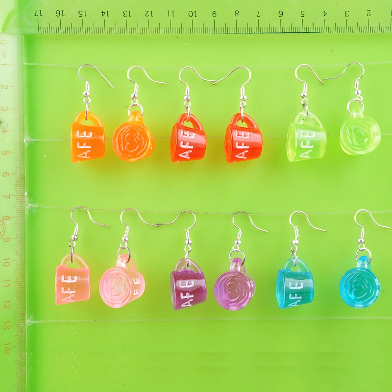 Модные серьги из смолы кофейной чашки кофейные кружки серебристого цвета