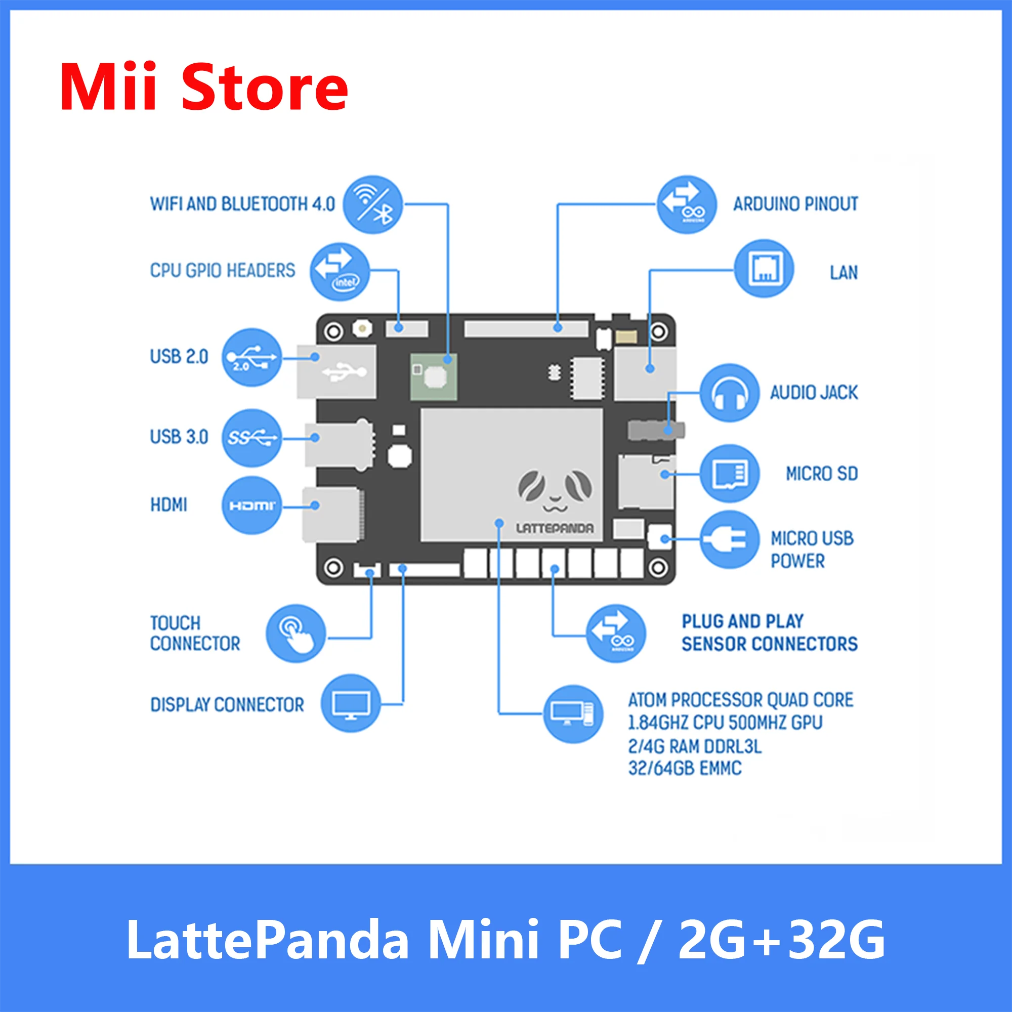LattePanda Mini PC V1.0 - A Powerful Windows 10 Computer 2GB/32GB Intel HD Graphics | Demo Board