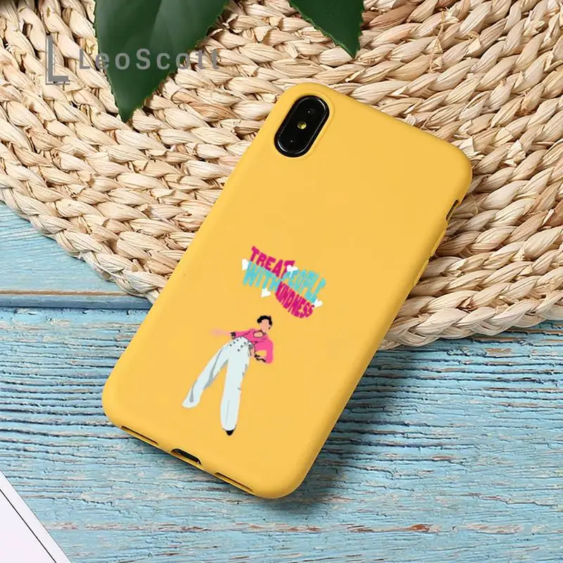 

Harry Styles Treat People With Kindness Phone Case Yellow Candy Color for iPhone 11 12 mini pro XS MAX 8 7 6 6S Plus X 2020 XR