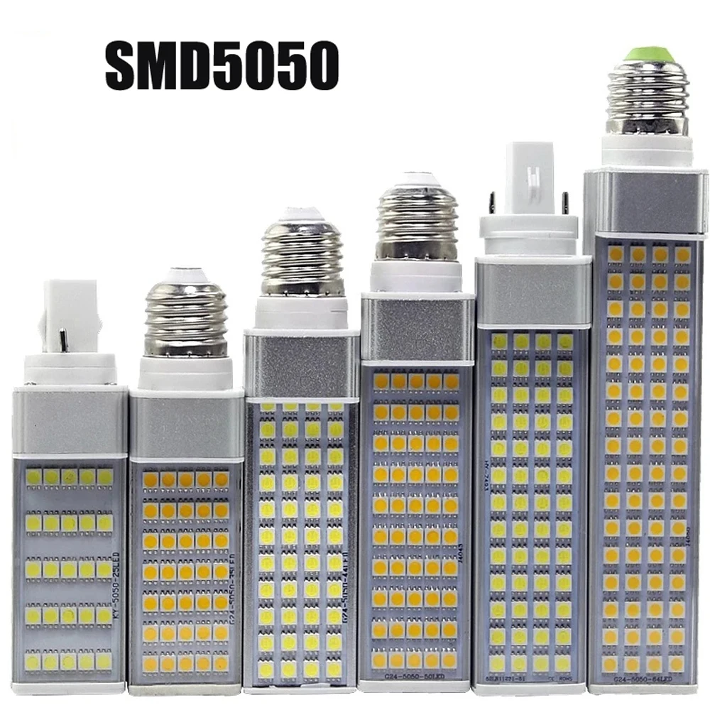 

LED Corn Bulb E27 G24 SMD 5050 2835 Light 180 degeree AC85-265V 7W 9W 10W 11W 12W 13W LED Horizontal Plug lamp