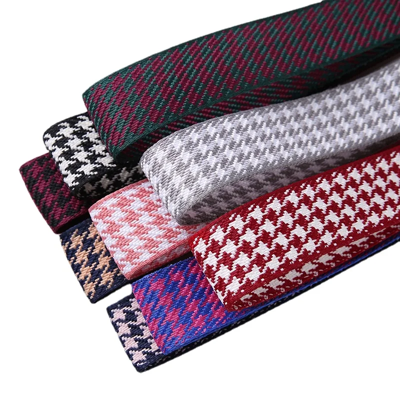 

10Yards 1" 25/1.5" 38MM Double Houndstooth Cotton Linen Lattice Printed Grosgrain Ribbons Hair Bows DIY Gift Packaging Material