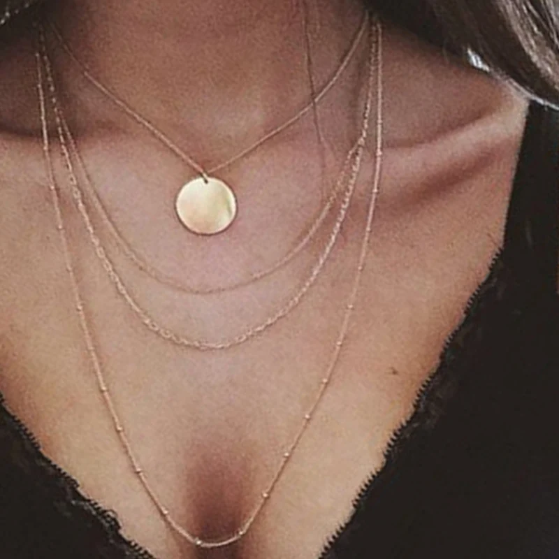 

Vintage Multilayer Link Chain Heart Lock Pendant Necklace for Women Silver Color Gothic Style Female Party Jewelry Neck Collar