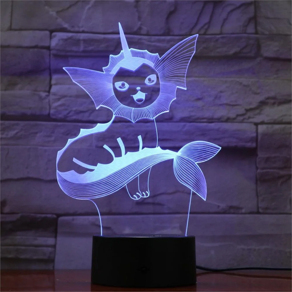 Светодиодная 3d-лампа Pokemon Umbreon Mewtwo 7 цветов ночник сенсорный Usb стол Lampe Pikachu