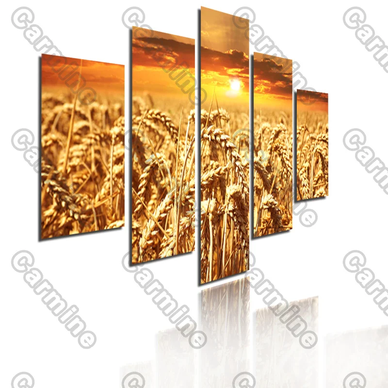 

Poster Golden Wheat Field Sunset Glow Landscape Canvas Painting 5Pcs Posters Painting Wall Art Decoration for Living Room