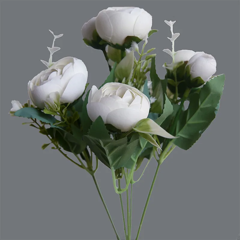 

30CM Tea Rose Home Decoration Accessories For Living Room Artificial Plants Decor Garden Desk Table Fleurs Artificielles Bedroom