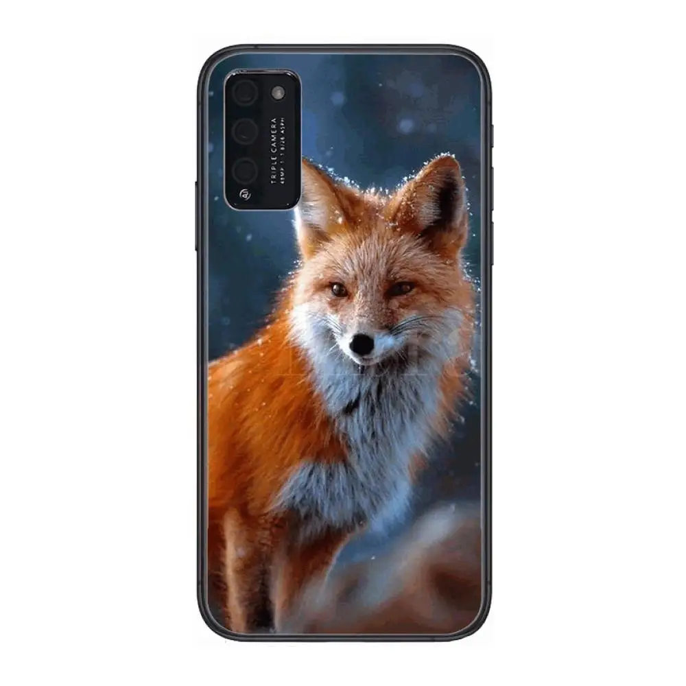 

Back Trend Fox Cute Anima Clear Phone Case For Huawei Honor 10 20 30 9 X Pro Lite V 5G RU Black Etui Coque Hoesjes Comic Fashi