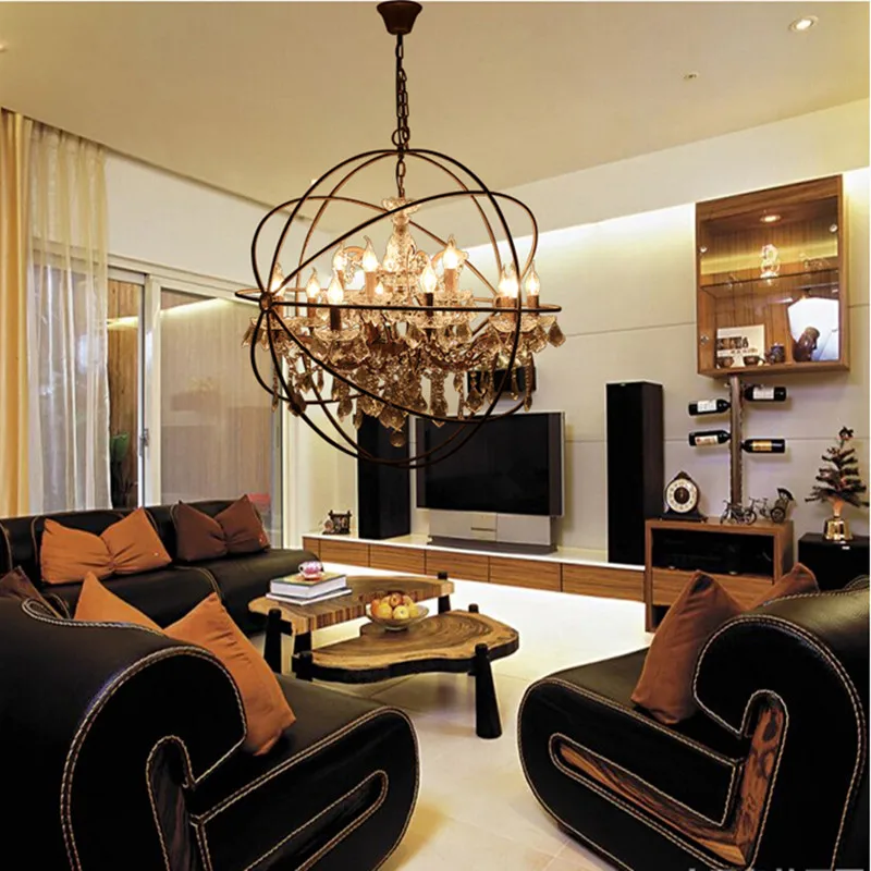 

A Modern Vintage Orb Crystal Chandelier Lighting Rustic Candle Chandeliers Hanging Light for Home BAR Restaurant Hotel Decor