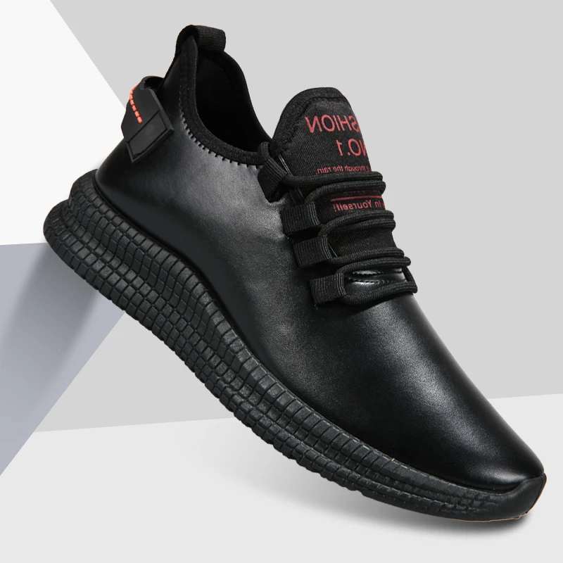 

Fall and winter new leather men's shoes fashionable comfortable waterproof men's running shoes walking jogging leisure shoes