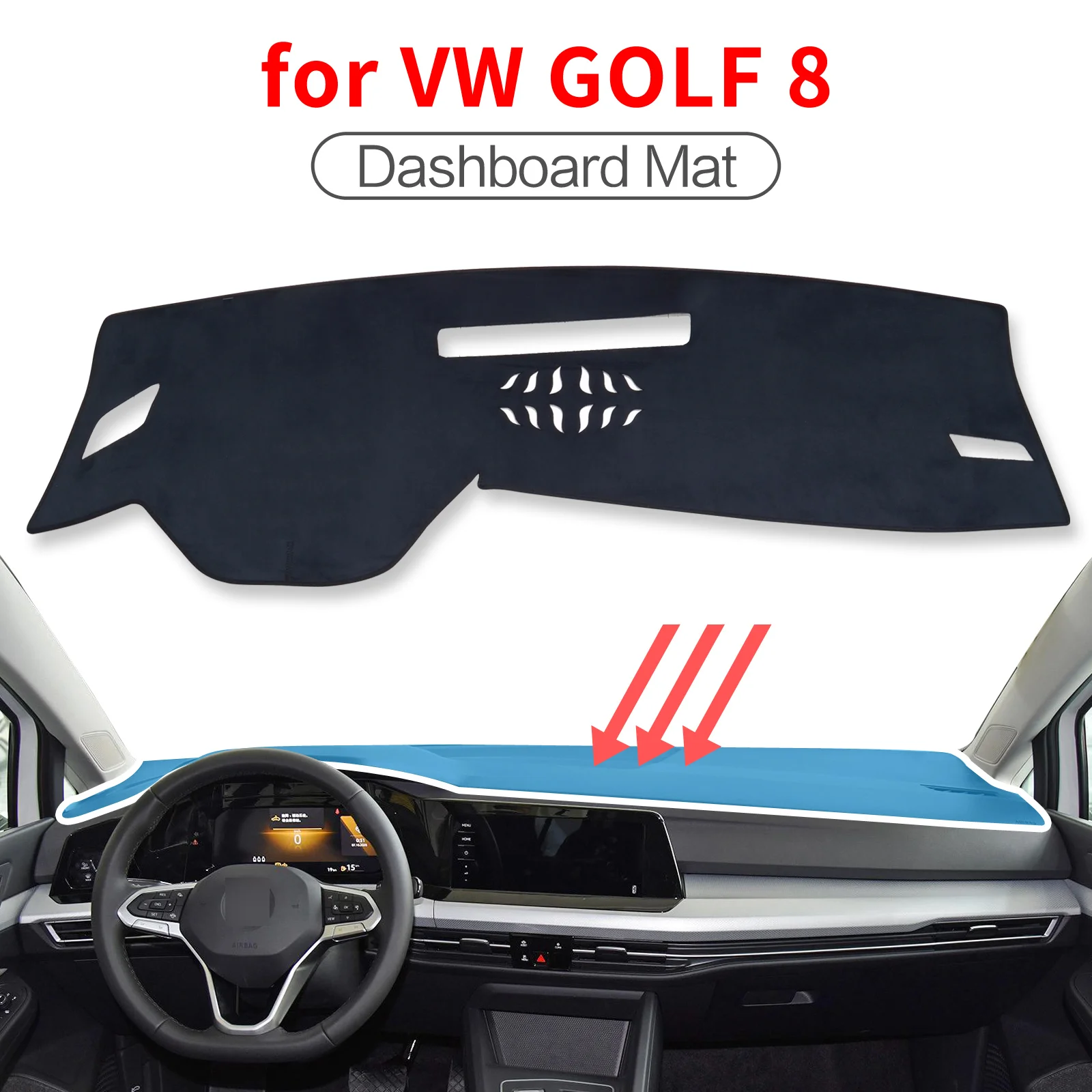 

Smabee Dash Mat Dashmat Fit For VW GOLF 8 2020 2021 MK8 GTI R Anti-Slip Mat Dashboard Cover Protection pad Sunshade Accessories
