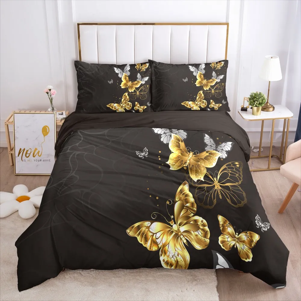 

3D Luxury Design Custom Duvet Cover Sets Bedding Sets Bedding Bag Pillow Shams Full Twin Single Double Size Black Home Texitle