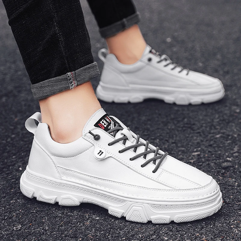 

Autumn/Winter Leather Sports Shoes For Men Comfortable Big Boy Jogging Sneakers Wearable Mens Gym Shoes Lace Up Running Shoe Man