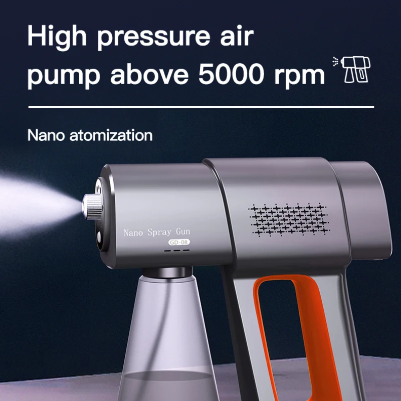 380ML Portable Electric Disinfection Sprayer Blue Light Rechargeable Nano Steam Spray Gun Home Wireless Irrigation Watering Tool