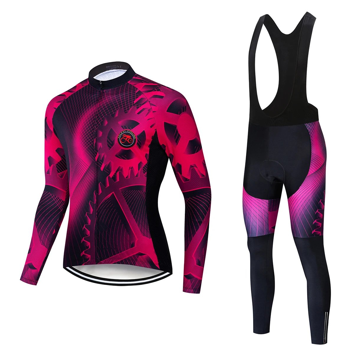 

Spring autumn 2019 team TELEYI long sleeve cycling jersey set Ropa Ciclismo breathable racing bike clothing MTB Bike gel pad