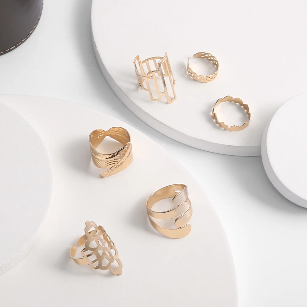 Modyle богемные Золотой Цвет металлические кольца комплект ювелирных изделий для