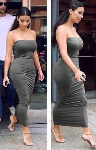 2020 модное сексуальное платье без бретелек тонкое однотонное классическое
