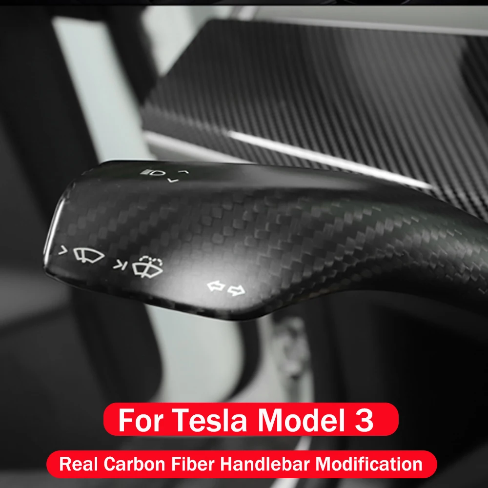 Interior remodel patch for Tesla model 3 and Tesla Model Y 2017-2020 real carbon fiber Column shift handlebar protective cover