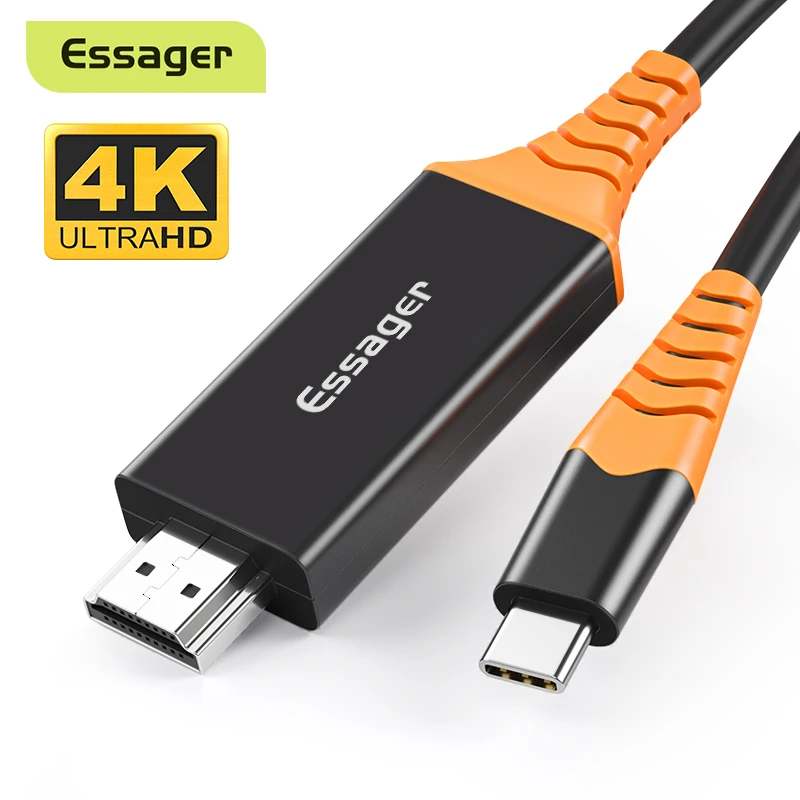 Кабель Essager USB Type C в HDMI-совместимый конвертер Thunderbolt для MacBook iPad Pro USB-C адаптер 2 0 4K |