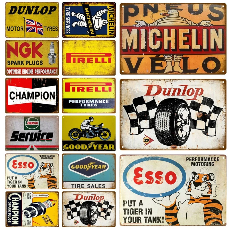 Ретро хороший год Pirelli NGK металлический гаражный знак Оловянная табличка декор