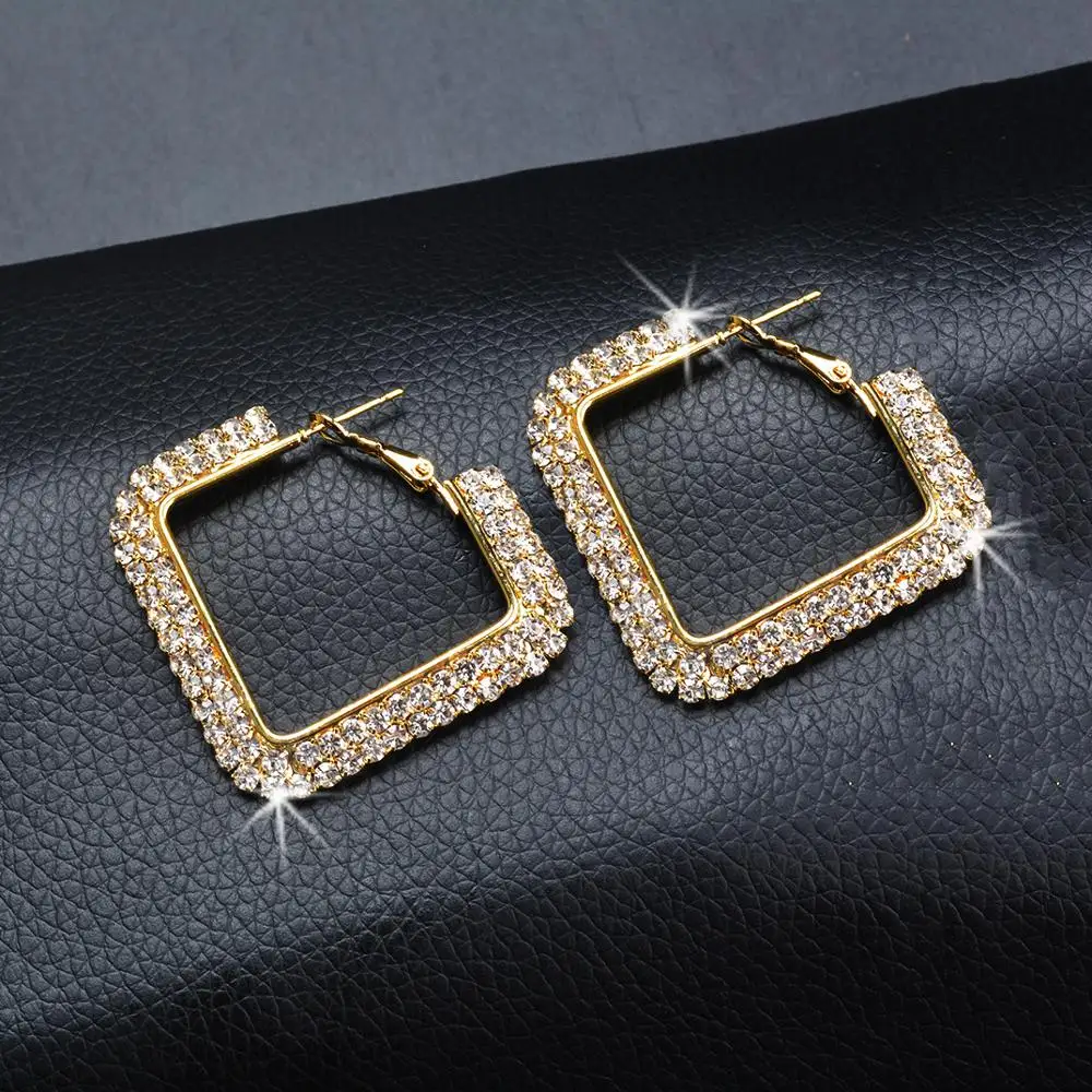 

Big Square Bridal Wedding Earrings Gold Prom Party Jewelry Accessories