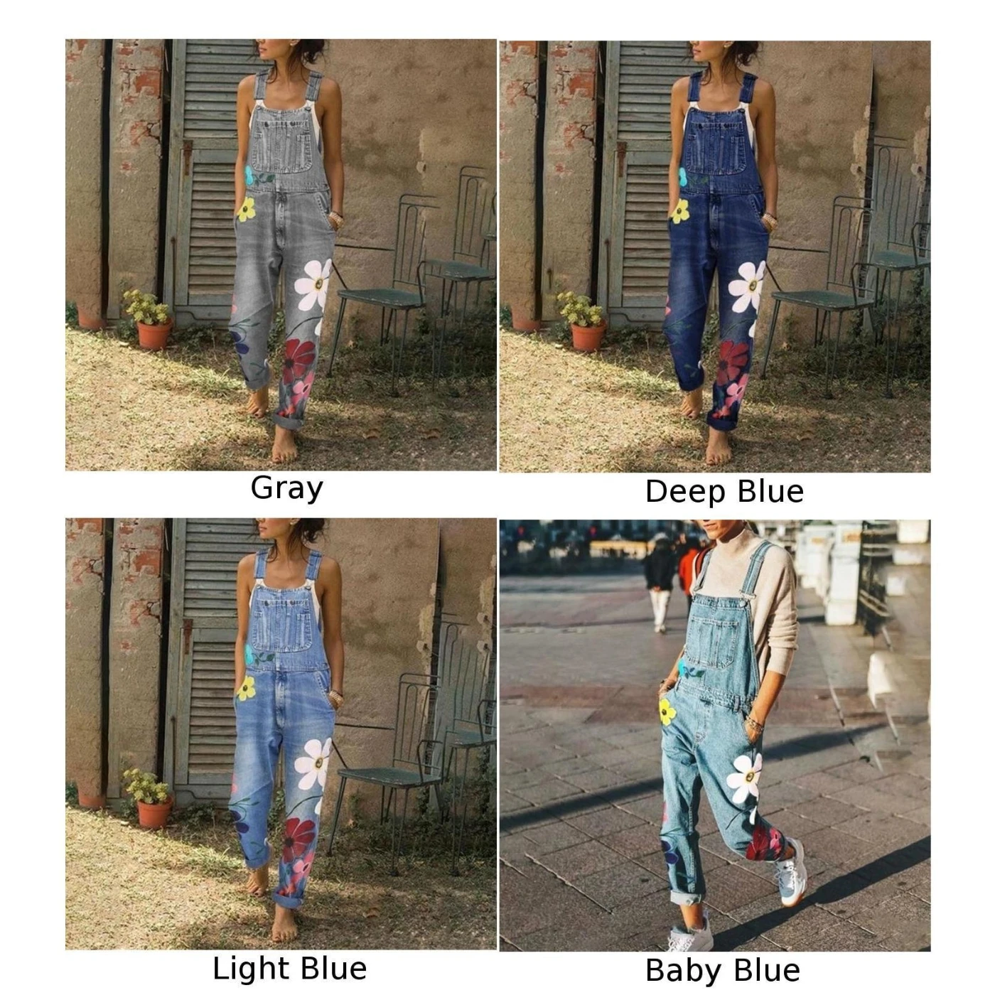 Женский джинсовый комбинезон дунгари штаны с дырками джинсы мешковатые