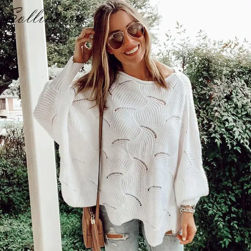 Sollinarry асимметричный свитер с открытыми плечами женские модные вязаные