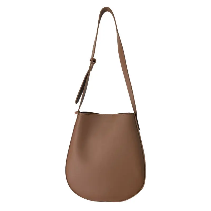 

Women Shopping Bags PU Leather Vintage Solid Bucket-bag Big Capacity Student Basic Daily Crossbody Leisure High Quality Chic Bag