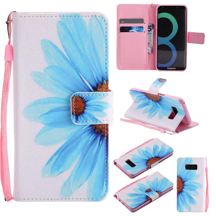 Sunflower Милый кожаный чехол-книжка для Funda samsung Galaxy S8 S9 Plus S7 S6 Edge чехол с кошкой и деревом для глаз чехол-кошелек с подставкой и отделением для карт P06F - Цвет: Sunflower