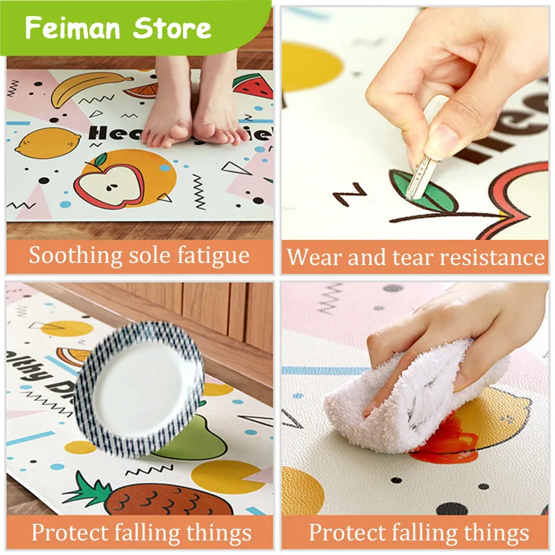 Кухонные ковры ПВХ кожаный напольный коврик коврики водонепроницаемый