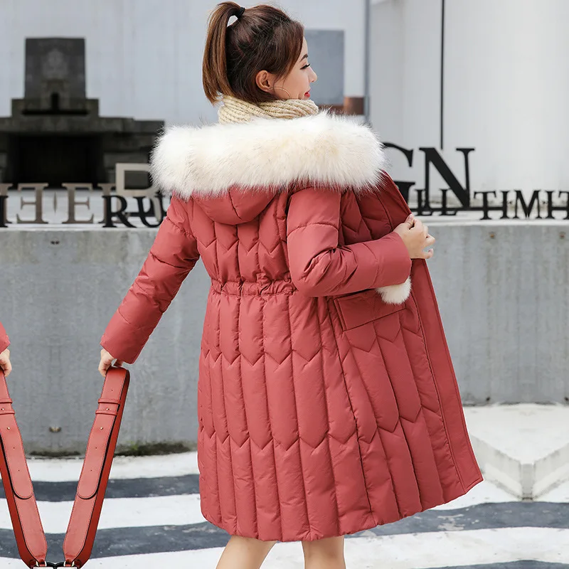 Большой 4XL 5XL толстый мех Длинные пуховики женские тонкие 2020 зимняя модная куртка