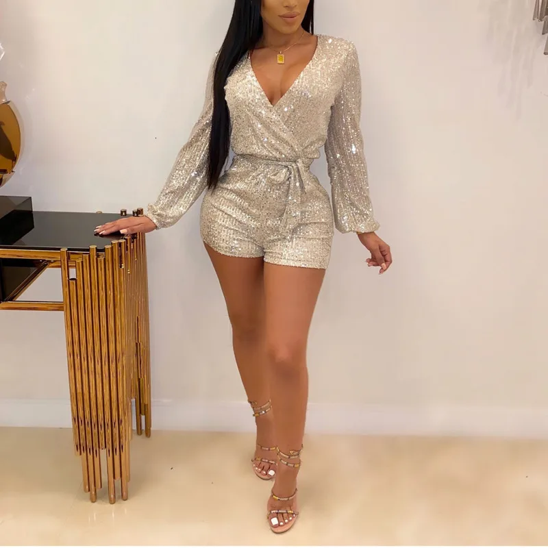 Сексуальный Модный комбинезон с пайетками женский маскао feminino mono mujer body femme