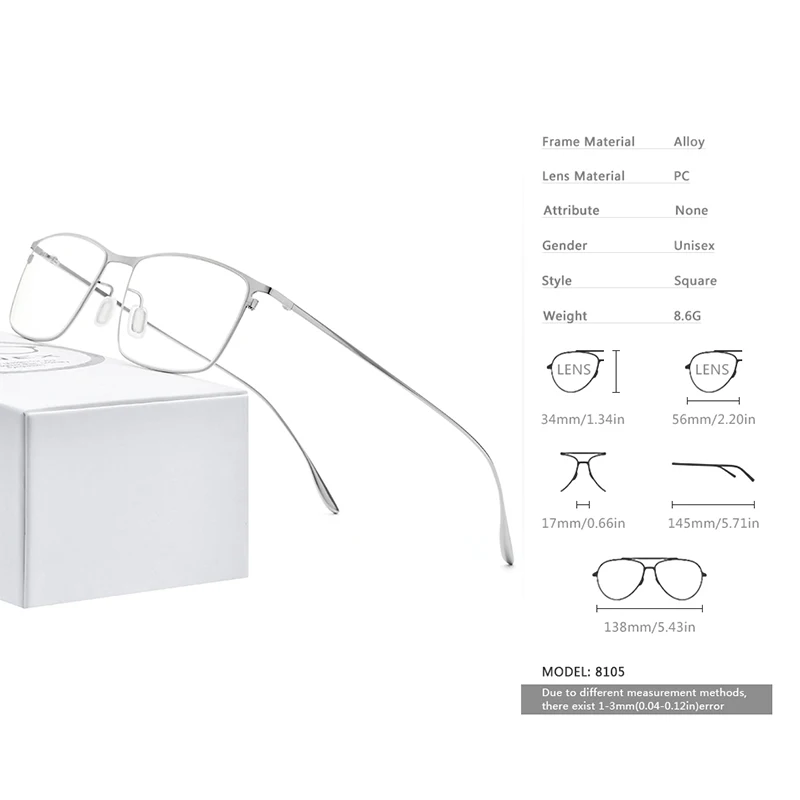FONEX 8105 Men's Square Myopia Prescription Eyeglasses Frames - Full Optical Titanium Alloy Korean Eyewear image 3