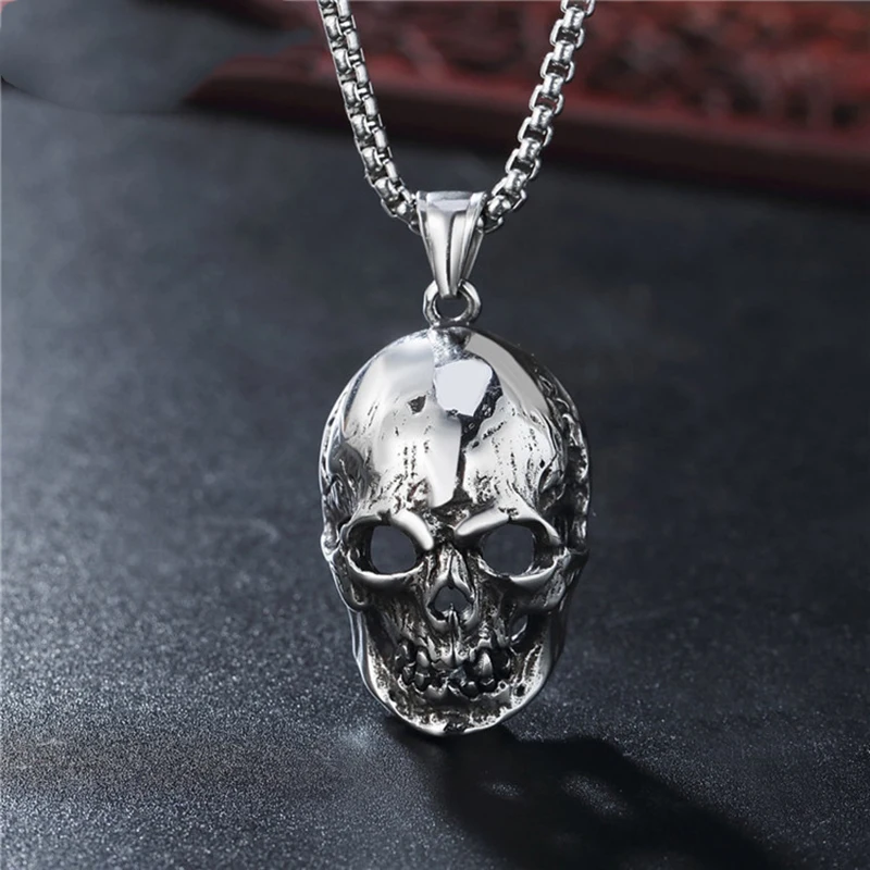 

[316L Stainless Steel] Retro Hip-hop Fashion Skull Mask Pendant Necklace Men's and Women's Necklace Jewelry Gifts