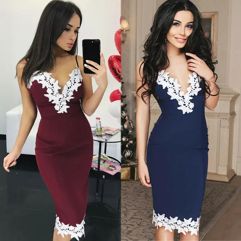 Облегающее Сексуальное Женское платье с открытыми плечами Кружевное облегающее