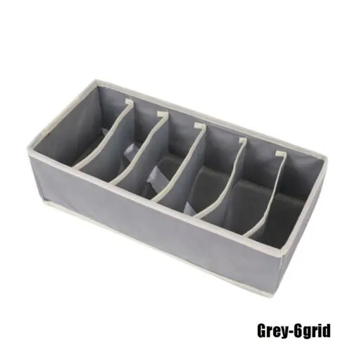 Gray Six Slots Складные Органайзеры для нижнего белья, разделители для шкафа, комода, органайзер для хранения одежды, коробка для бюстгальтеров, шарфов, галстуков, носков - Цвет: Gray Six Slots