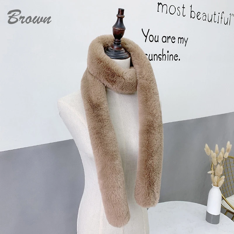 

Шарф женский модный зимний шарф из искусственного меха однотонная верхняя одежда шарф женский теплый мягкий плотный шарф для работы