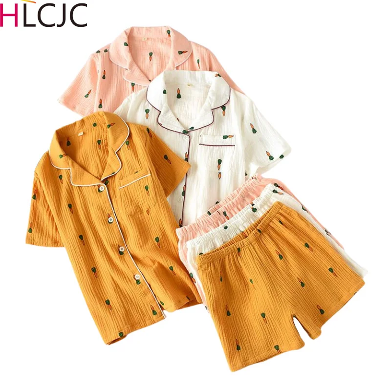 Женский пижамный комплект летняя комфортная дышащая марлевая хлопковая одежда